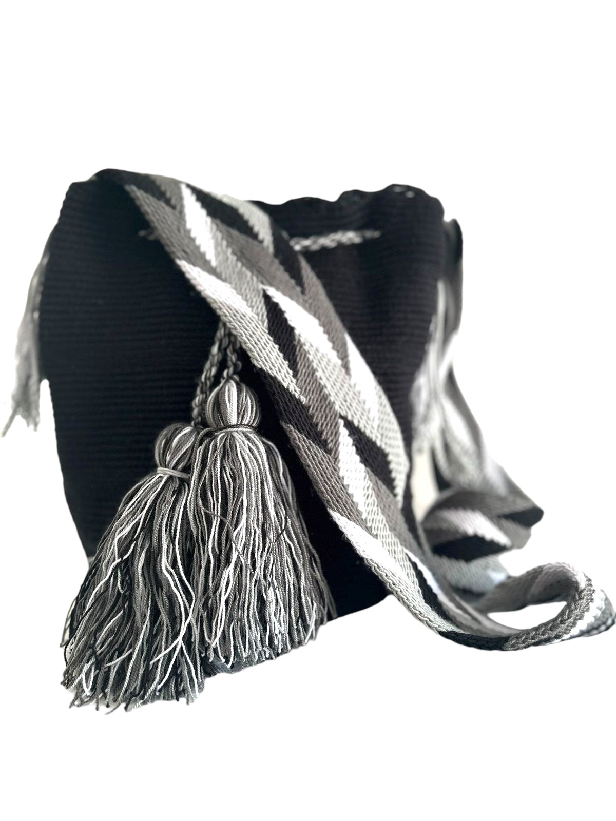 Bandolera Wayuu Negro-Gris