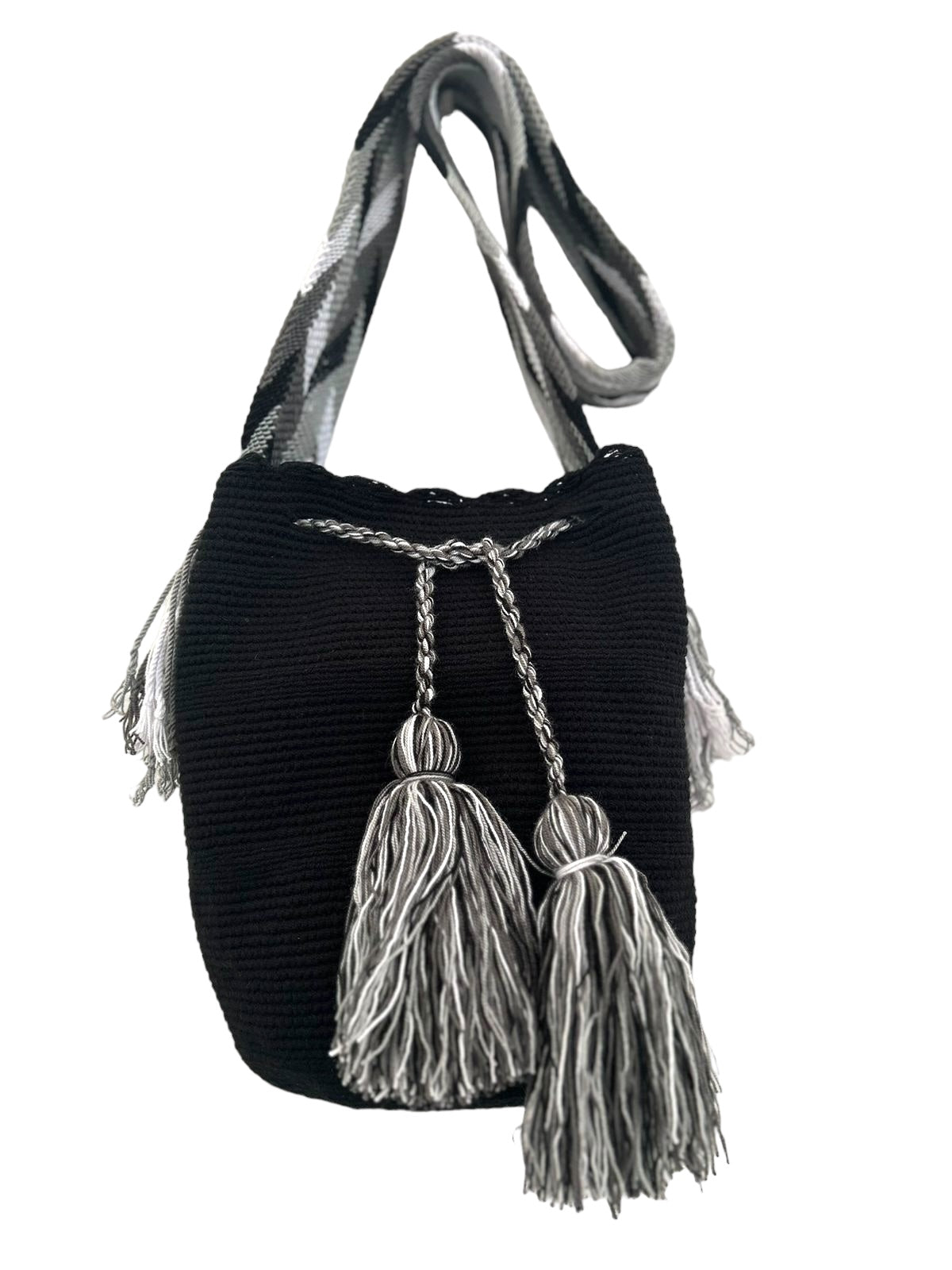 Bandolera Wayuu Negro-Gris