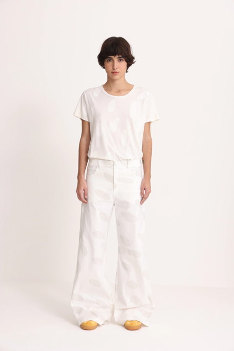 Pantalon Pata Ancha Pincelada Off White